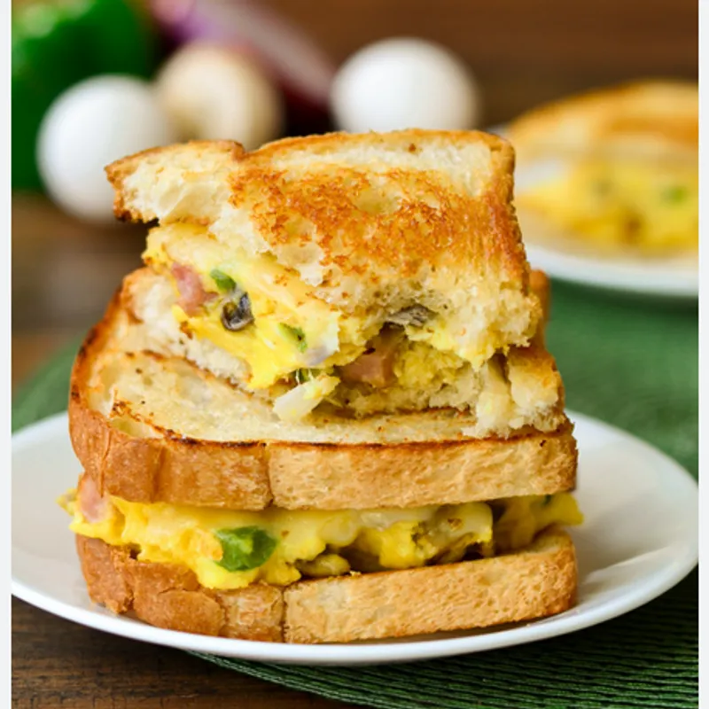 Hearty Denver Omelet Sandwiches image